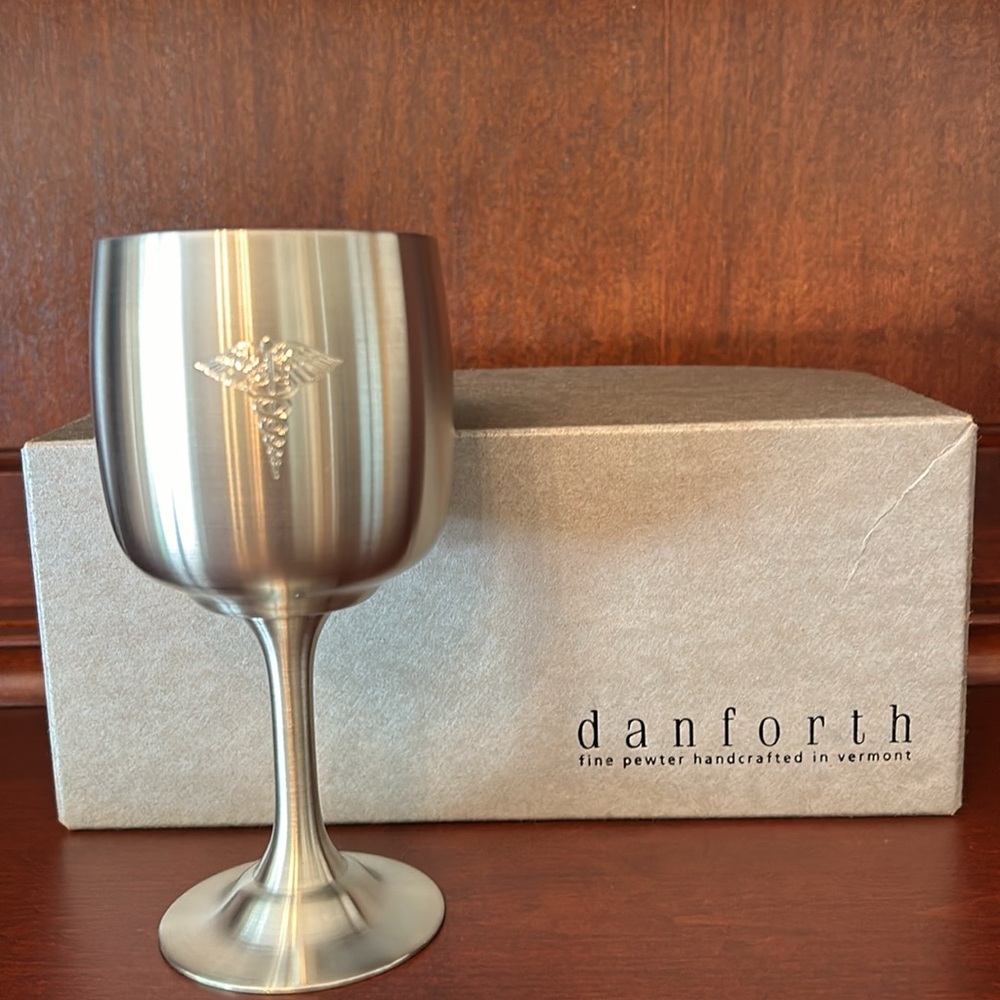 🩶 Danforth Pewter Medical Engraved Wine Goblet